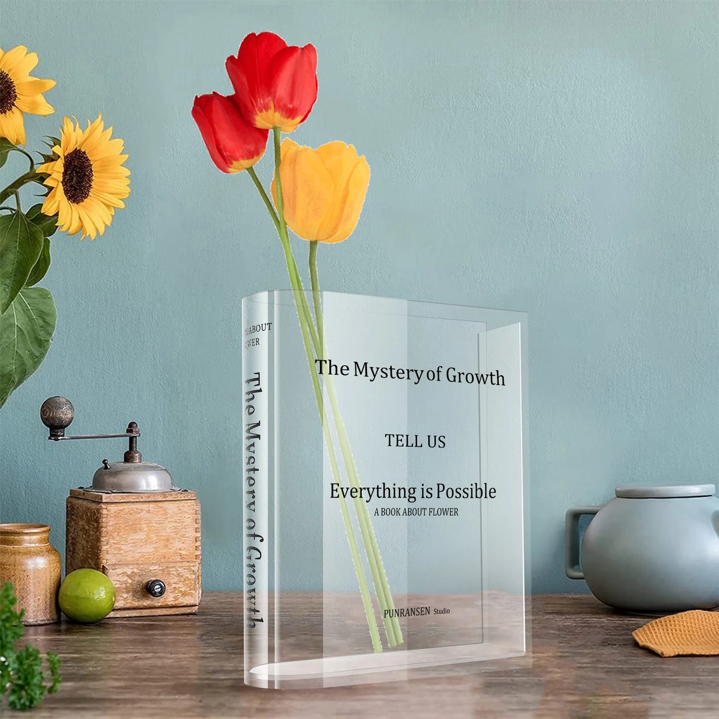 Clear Book Flowers Vase