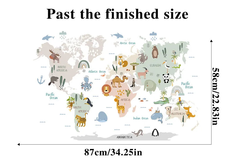 Cartoon World Map Wall Stickers