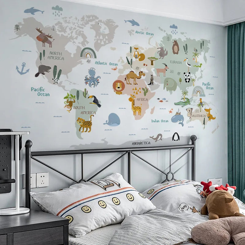 Cartoon World Map Wall Stickers