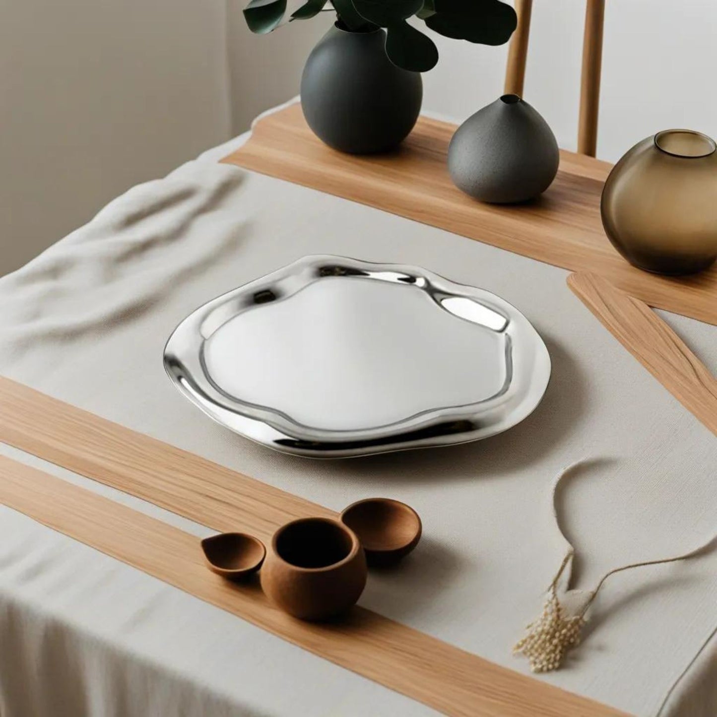 Silver Serenity Ceramic Tray