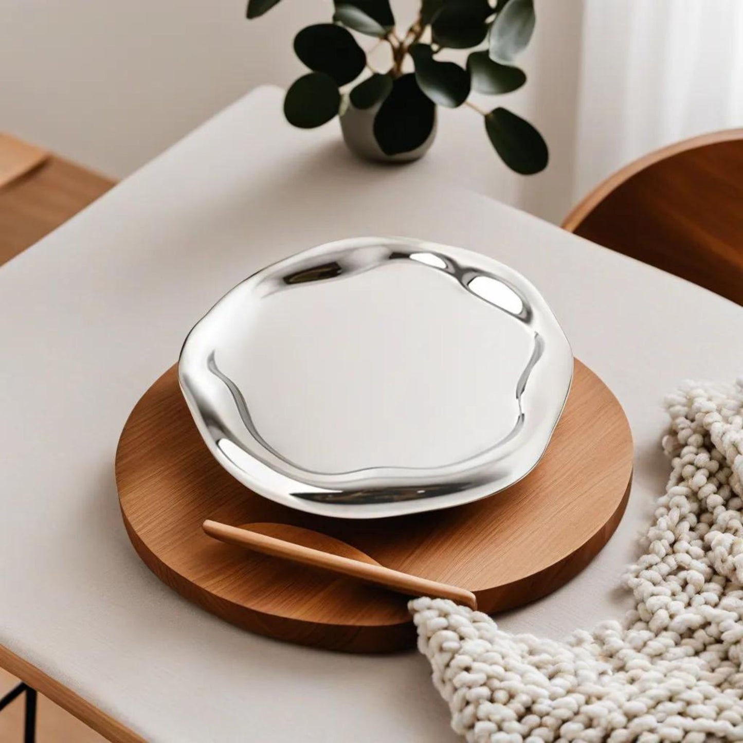 Silver Serenity Ceramic Tray