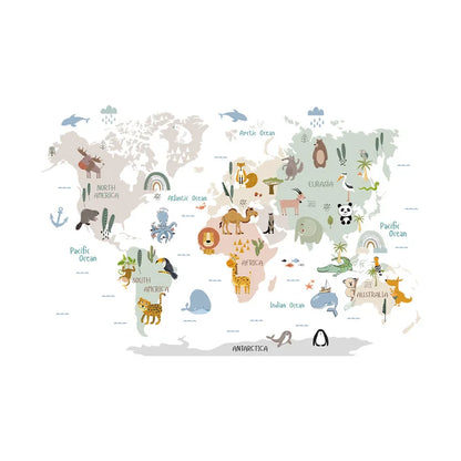 Cartoon World Map Wall Stickers
